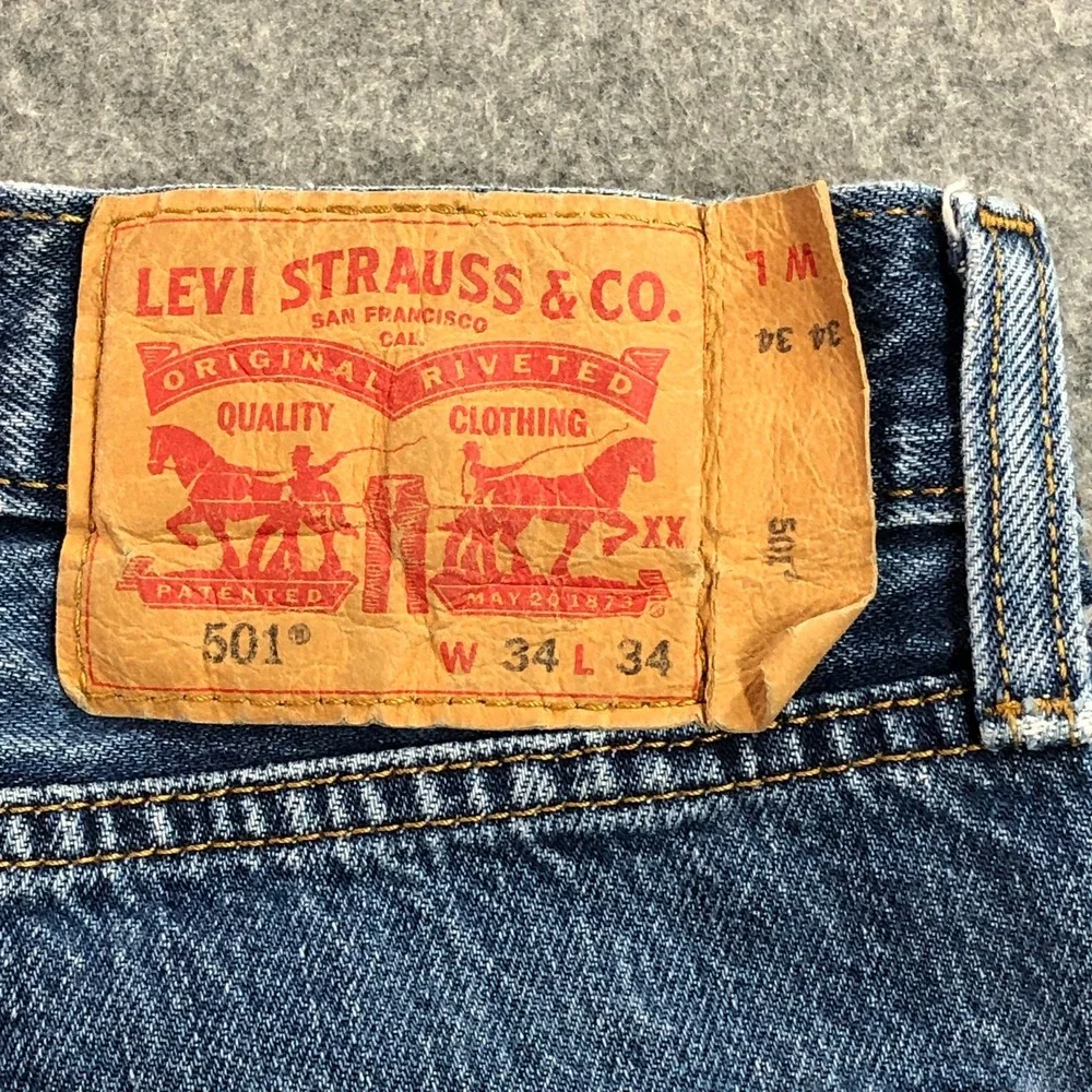 Levi's Mens 501 Original Fit Jeans 34x34 Blue Button Fly Straight Leg Denim